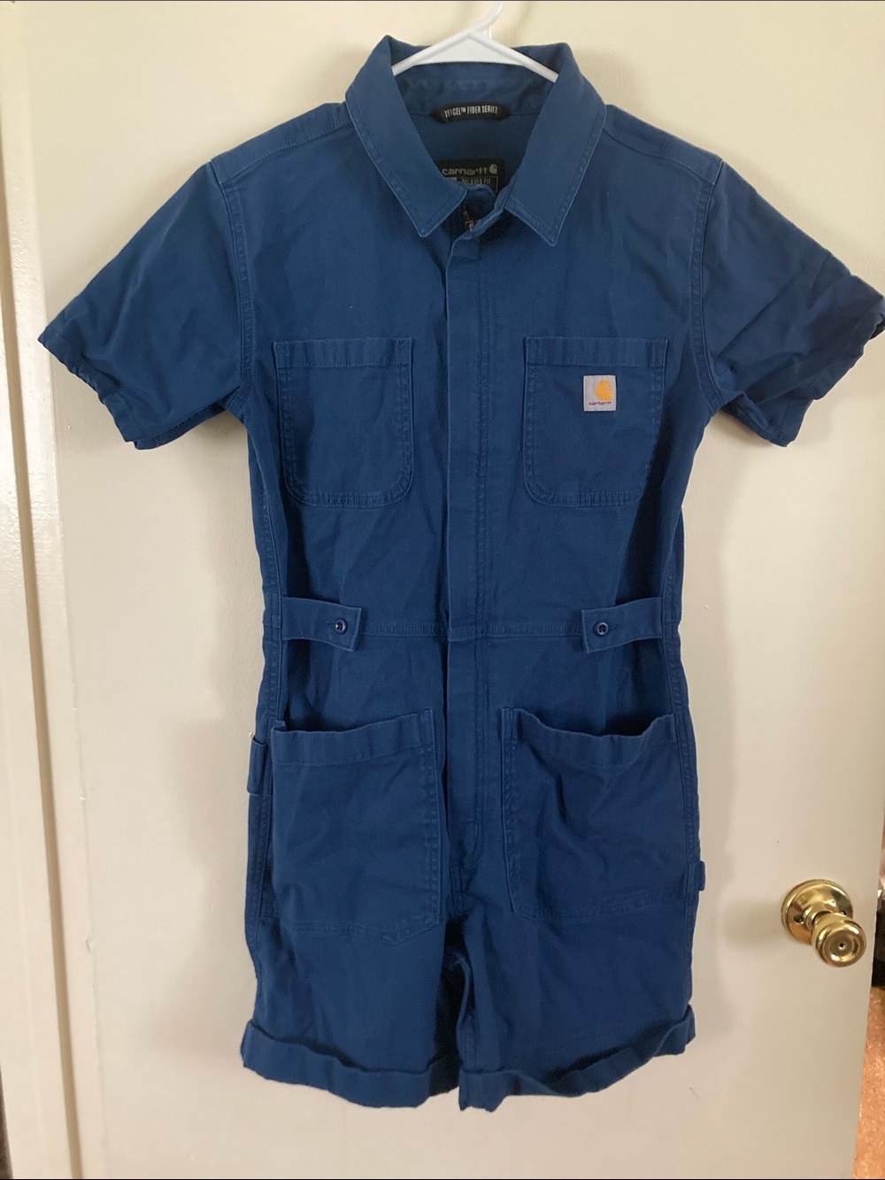 Carhartt Short Sleeve Utility Romper in Navy Blue